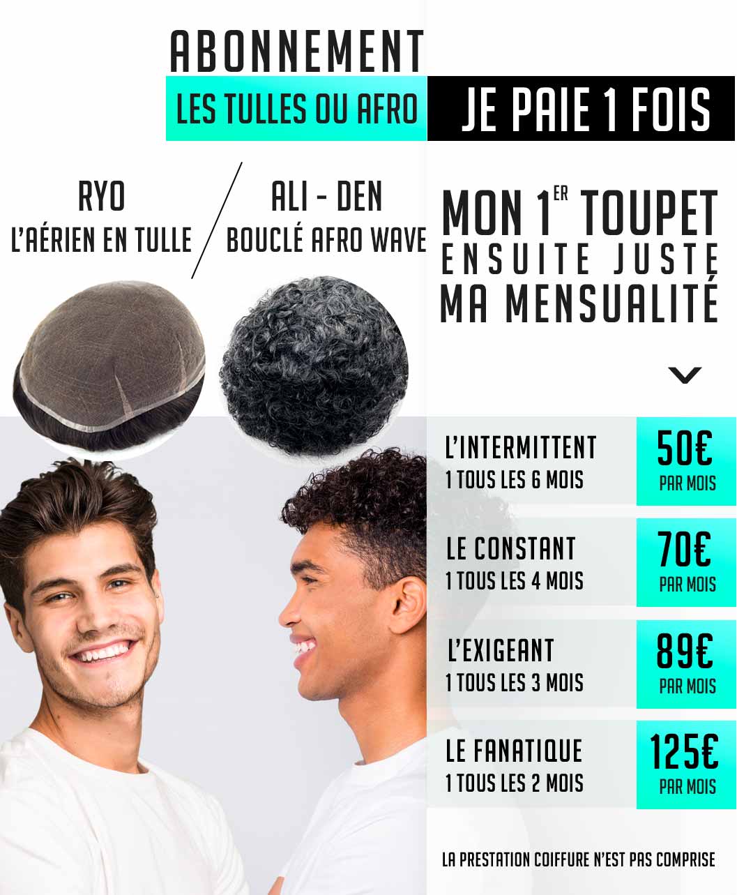 Abonnez-vous aux prothèses capillaires Ryo, Ali ou Den pour une confiance renouvelée 3 complément capillaire homme